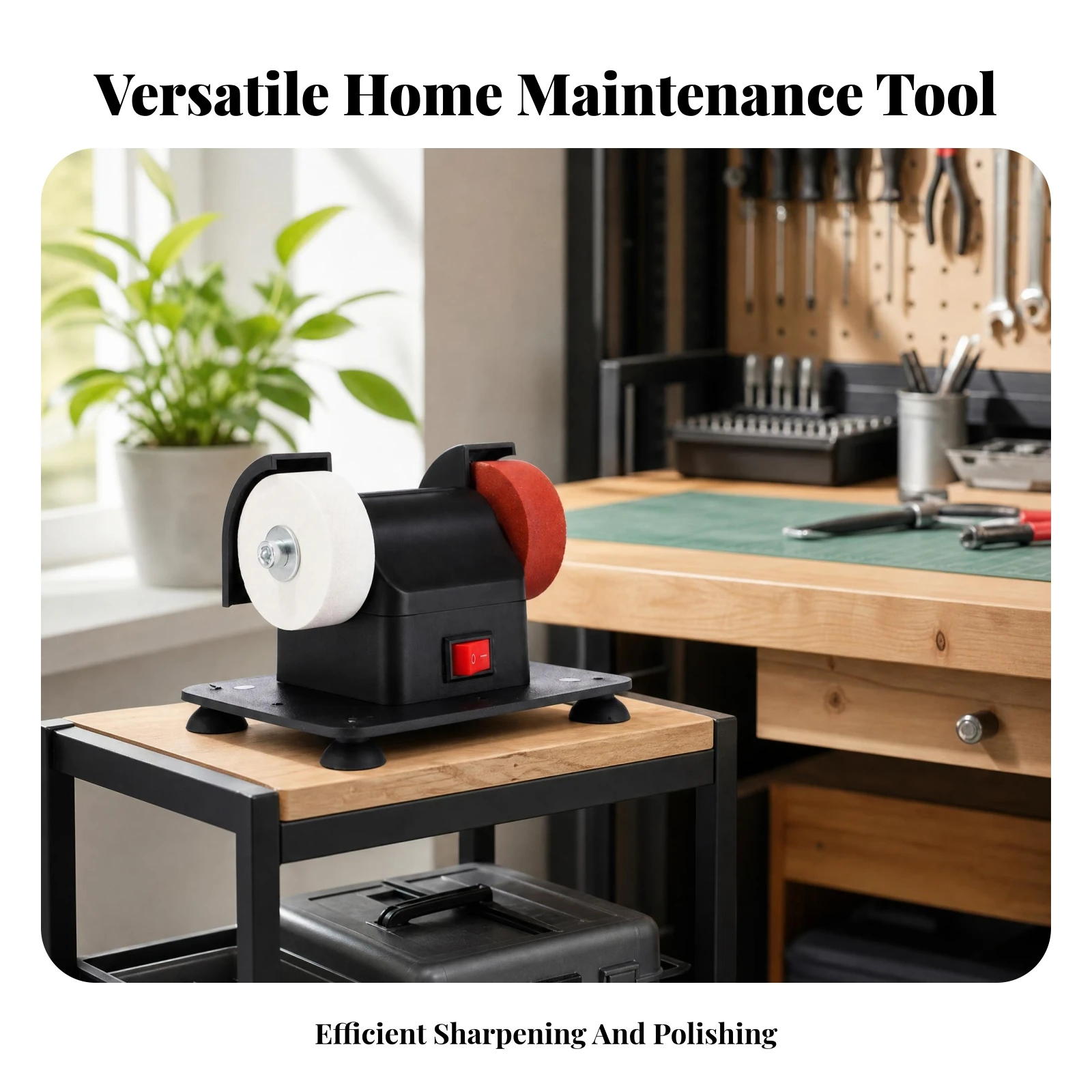Bench Grinder Adjustable Speed Benchtop Grinding Wheel Machine 2 Wheel Space Saving Powerful Motor for Sharpening Polishing Home