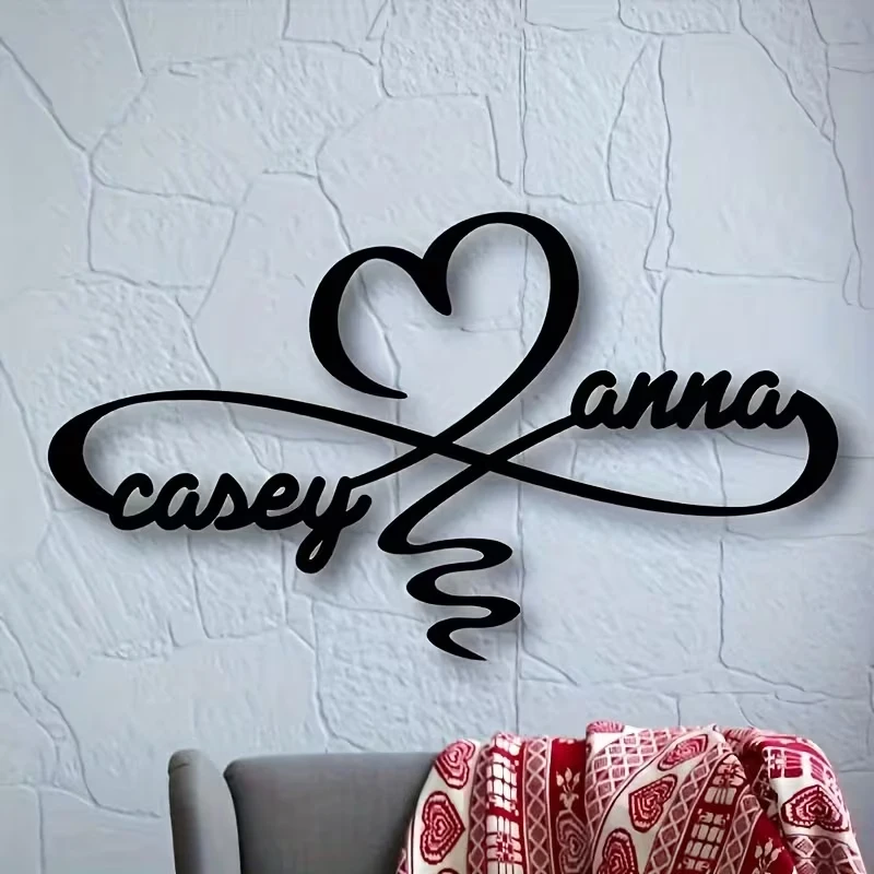 Personalized Infinite Heart-Shaped Metal Sign - Custom Name Options, Suitable for Weddings, Engagements, And Anniversaries
