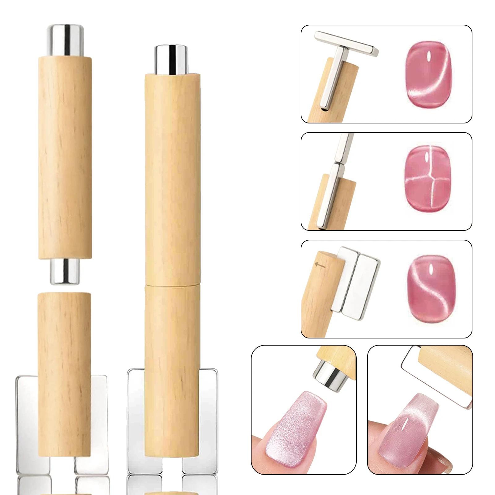 

Multifunctional Nail Magnet Tool Detachable Combination 3D Cat Eye Nail Magnet Cylindrical Suction Nail Art Magnetic Stick