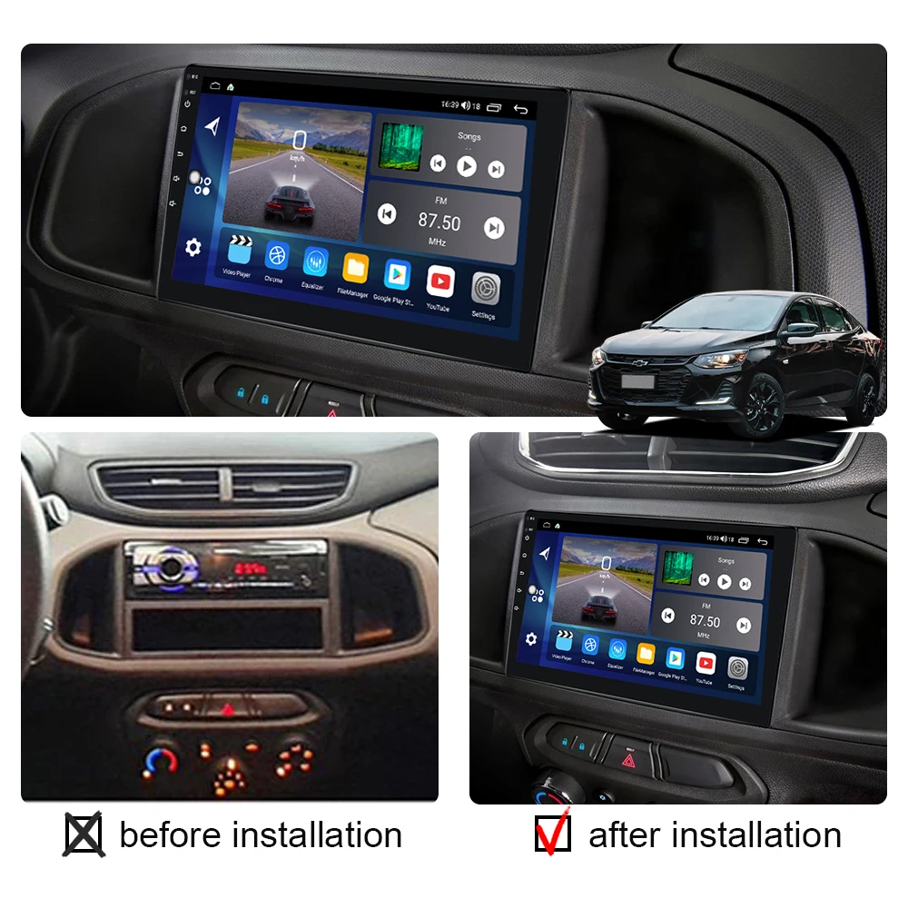 2 Din Car Radio WIFI Android 13 Multimedia Stereo Player GPS Navigation Wireless Carplay Autoradio For Chevrolet Onix 2014-2019