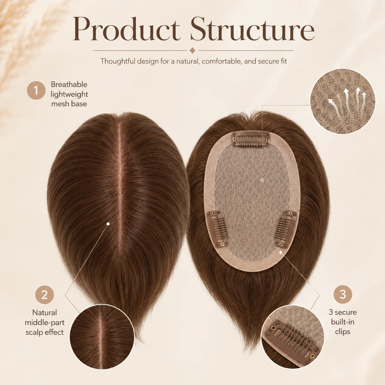 Human Hair Toppers for Thinning Hair Silk Base Natural Looking Topper for Women Hairpiece for Women Virgin Human Hair Topper