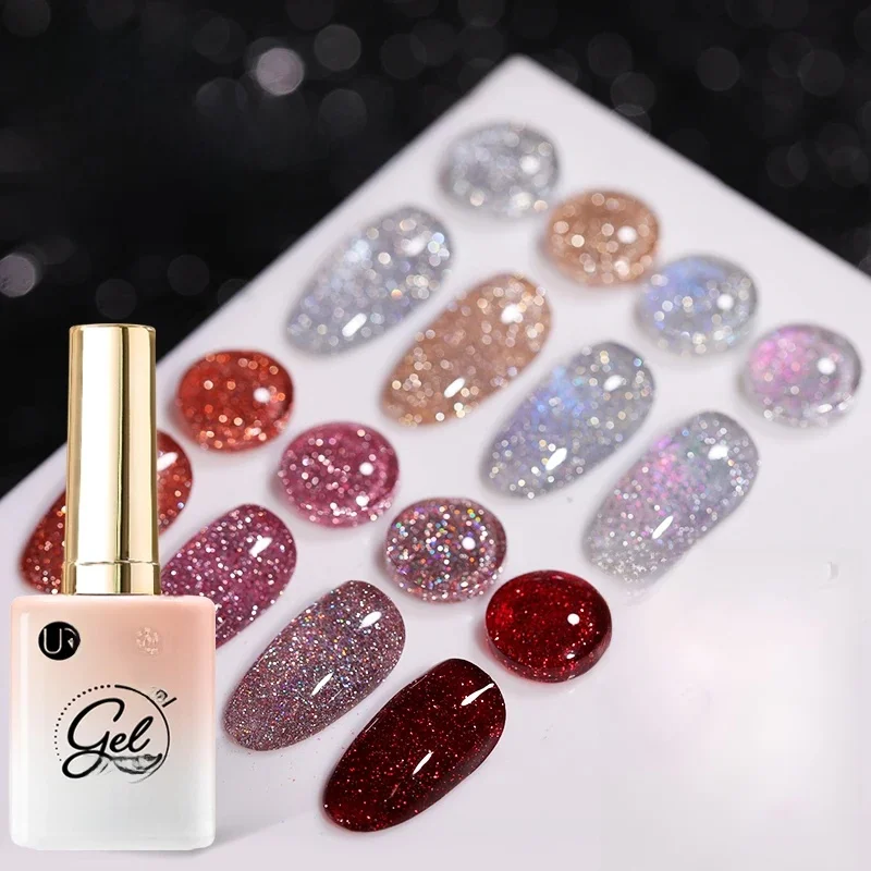 UR SUGAR 15ml Sliver Reflective Nail Gel Polish Shining Glitter Semi Permanent Soak Off UV Gel Sparkle Effect Nail Art Manicure — zdjęcie 2