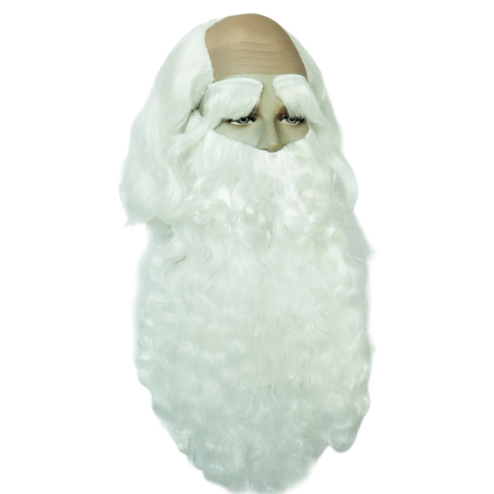 Synthetische 4 Stuks De God Van De Levensduur Pruik, Witte Golvende Clown Kale Pruik Voor Halloween Party Kostuum Oude Man Pruik