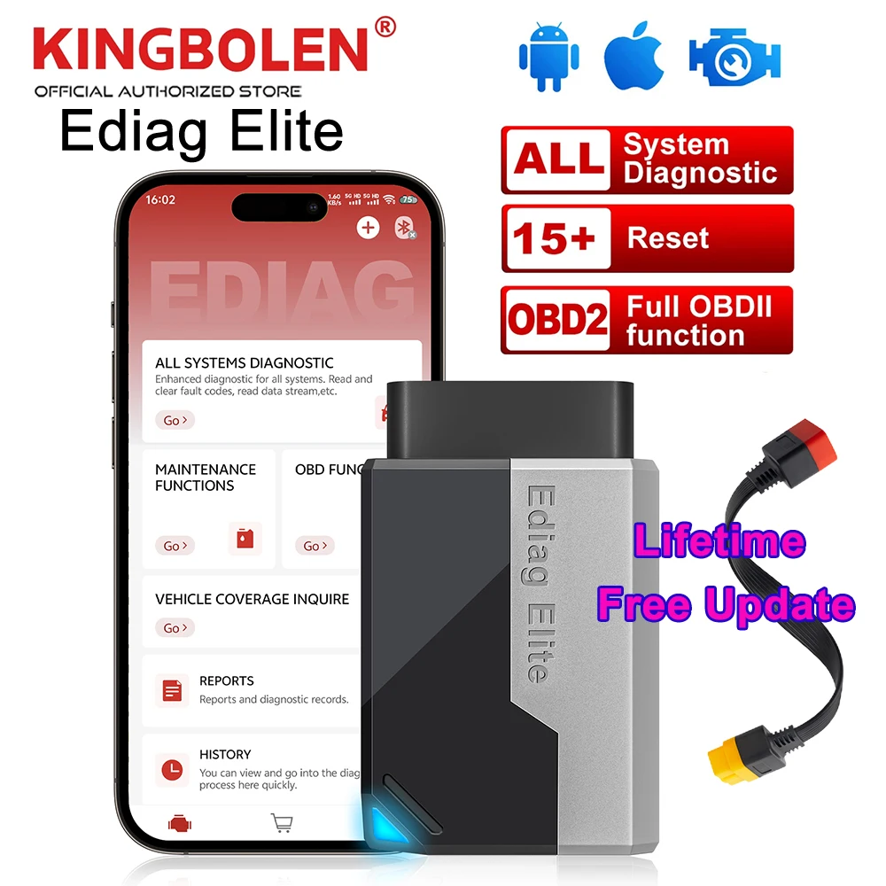 KINGBOLEN EDIAG ELITE ALL System Car Diagnostic Tools active test 15 Reset Full OBD2 Code Reader Scanner lifetime free update