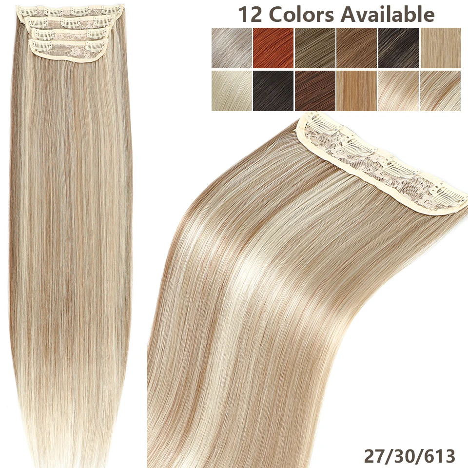 SP27/30/613 Clip In Hair Extensions 4Pcs/lot Heat Resistant Soft Natural Bio Human-Like Matte Color Straight Hairpiece For Women