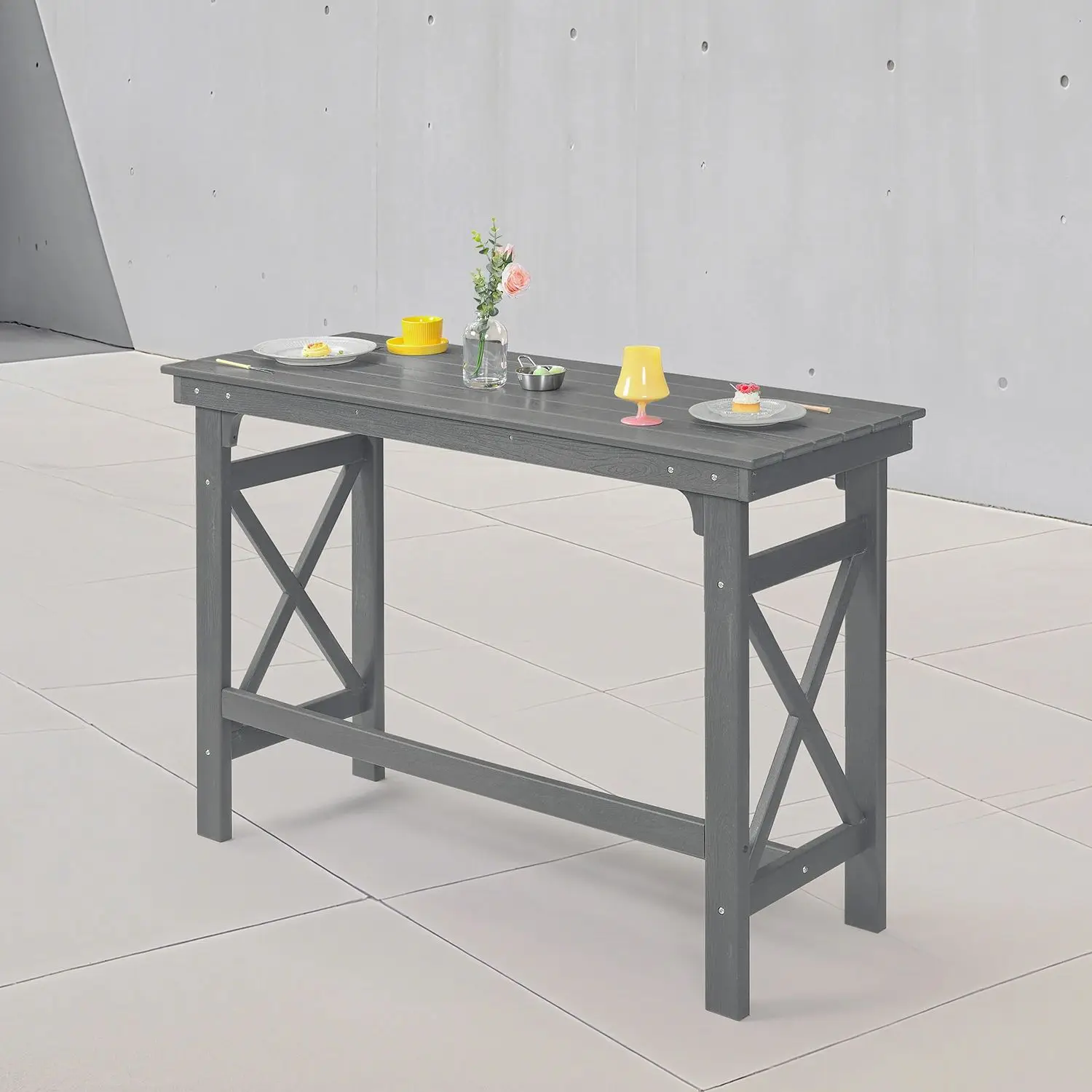 

Стол для бара SeeHill Smoke Gray 41 дюйм, из HDPE, прямоугольный, для улицы, для террасы, бассейна, патио, балкона
