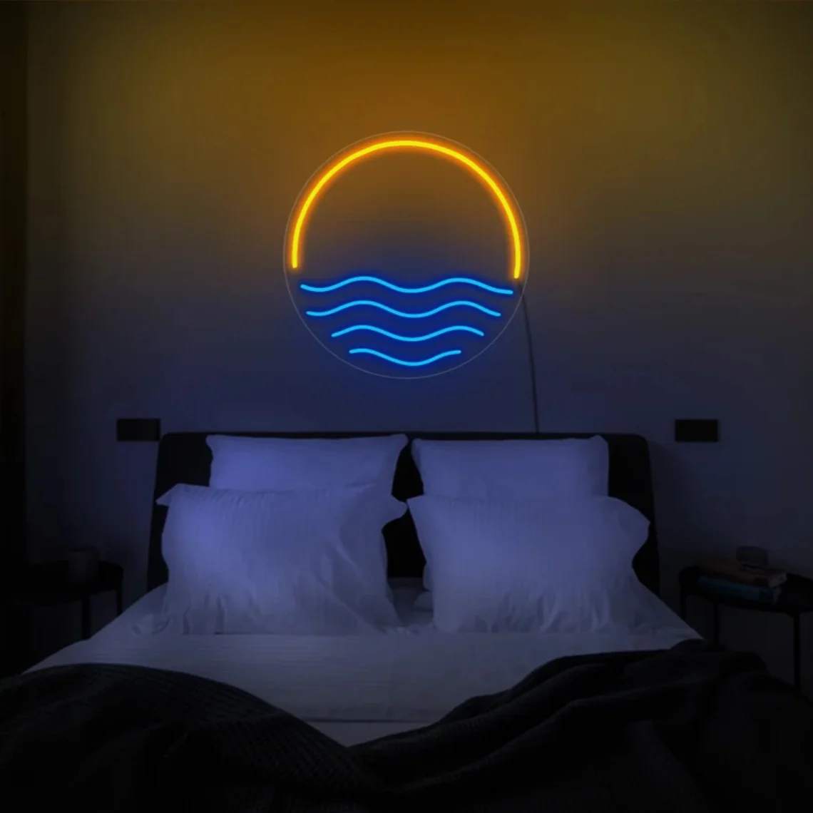 

Sun Ocean Neon Sign Vaporwave Neon Sign Waves Neon Sign Sunset Art Decor Neon Sign