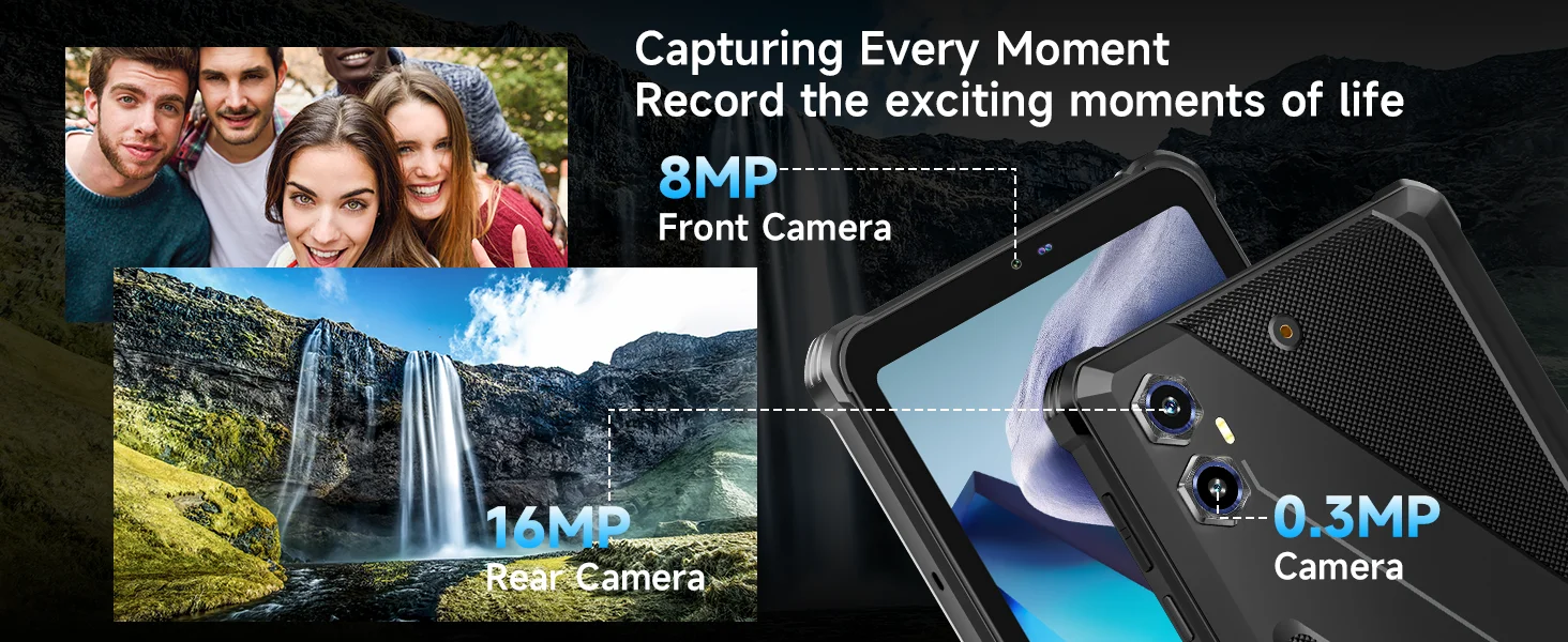 OUKITEL RT3 Plus Rugged Android 15 Tablet, 16GB+128GB 1TB Expandable Waterproof Tablets, 8 Inch HD Display, 1100mAh Battery
