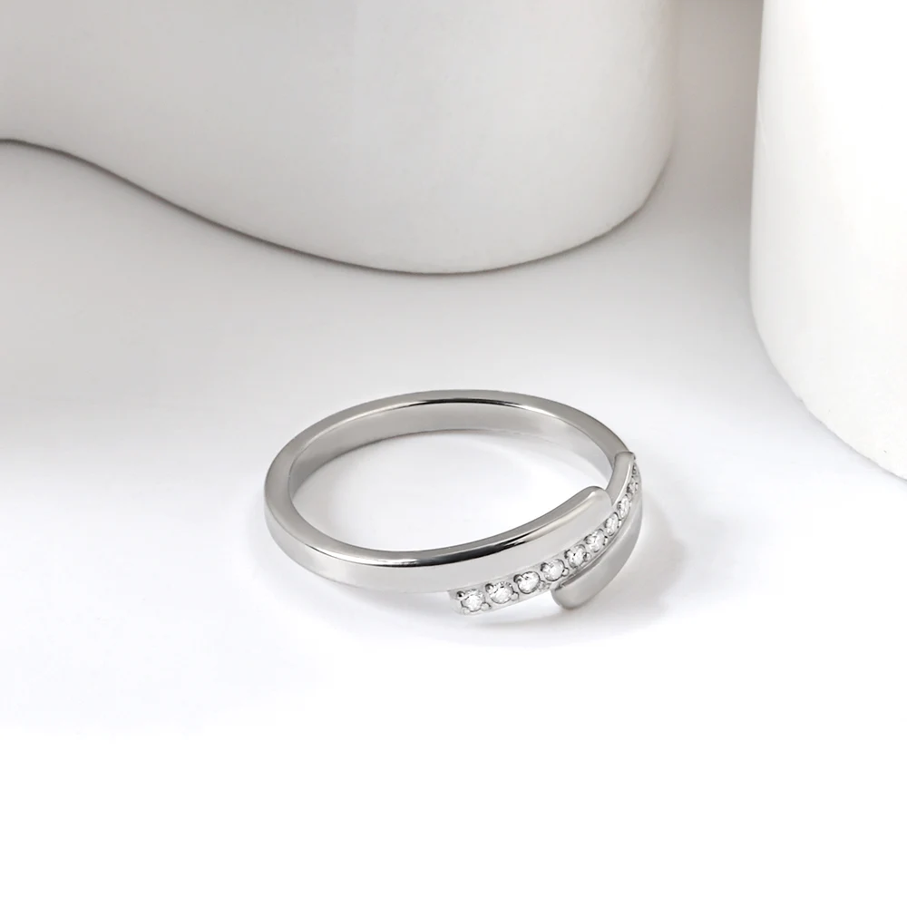 LUXUSTEEL Korean New Wedding Rings For Women Golden Stainless Steel Micro Paved Cubic Zircon Finger Engagement Luxury Jewelry