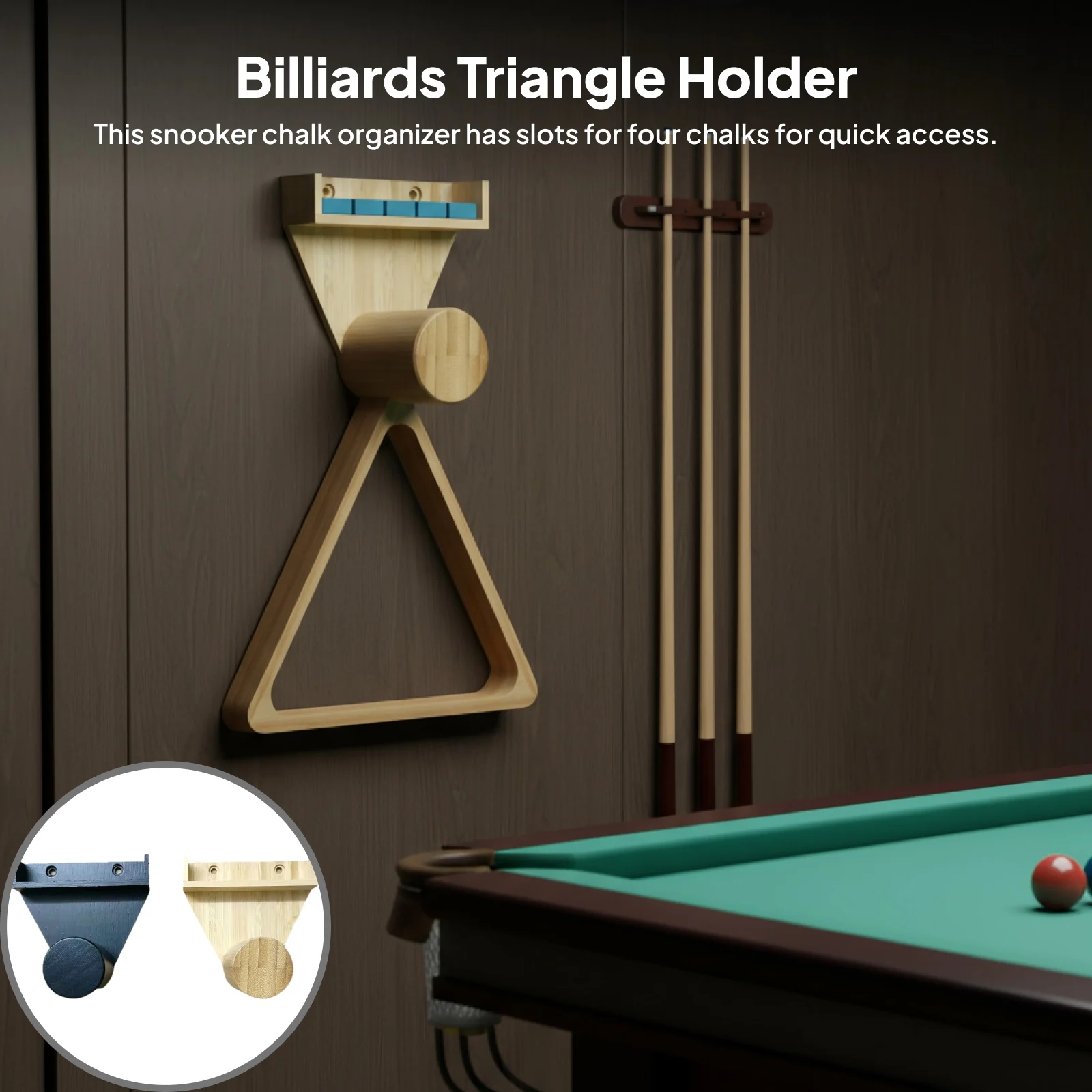 

Wooden Snooker Triangle Organizer Wall Mount Storage Rack Billiards Triangle Holder Pool Table Maintenance for Snooker Access