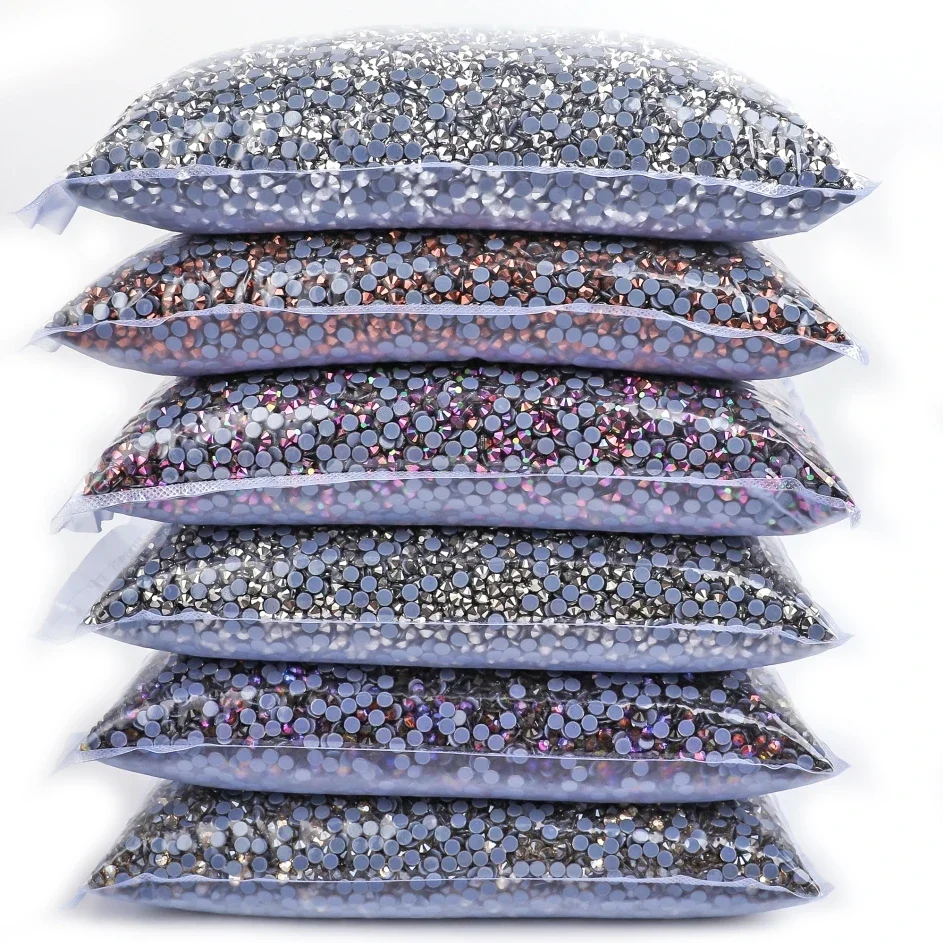 Grote tas 42 popkleuren groothandel grote verpakking DMC hotfix steentjes plaksteen glas opstrijkbaar voor trouwjurk decoraties - afbeelding 2