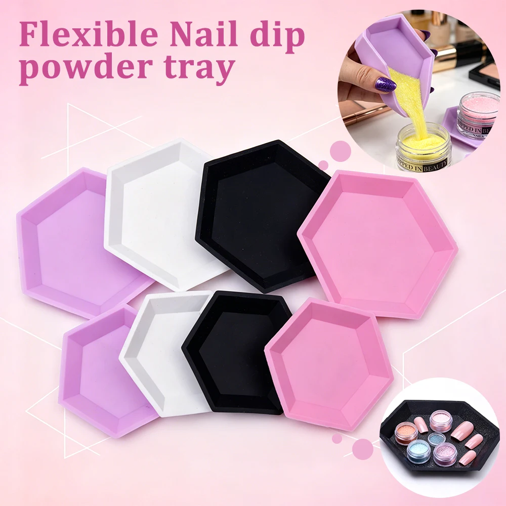 1PC Manicure Flexible Nail Dip Powder Tray for Nail Powder Nail Rhinestone Tray Nail Art Tools