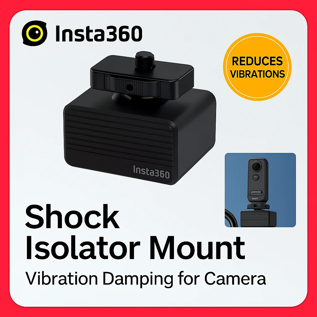 

Амортизирующее крепление на руль для экшн-камер Insta360 | Механическая подвеска с винтом 1/4". | Уменьшает тряска во время езды на велосипеде