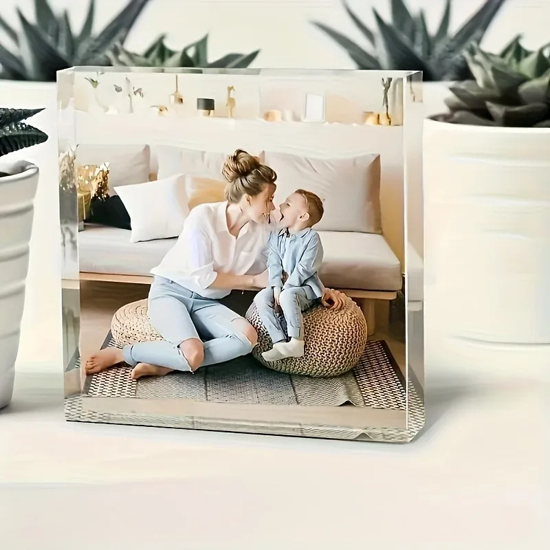 Custom Acrylic Photo Blocks, Personalized Couples and Family Portraits, High-Definition Printing, Waterproof Polish, Modern Roma