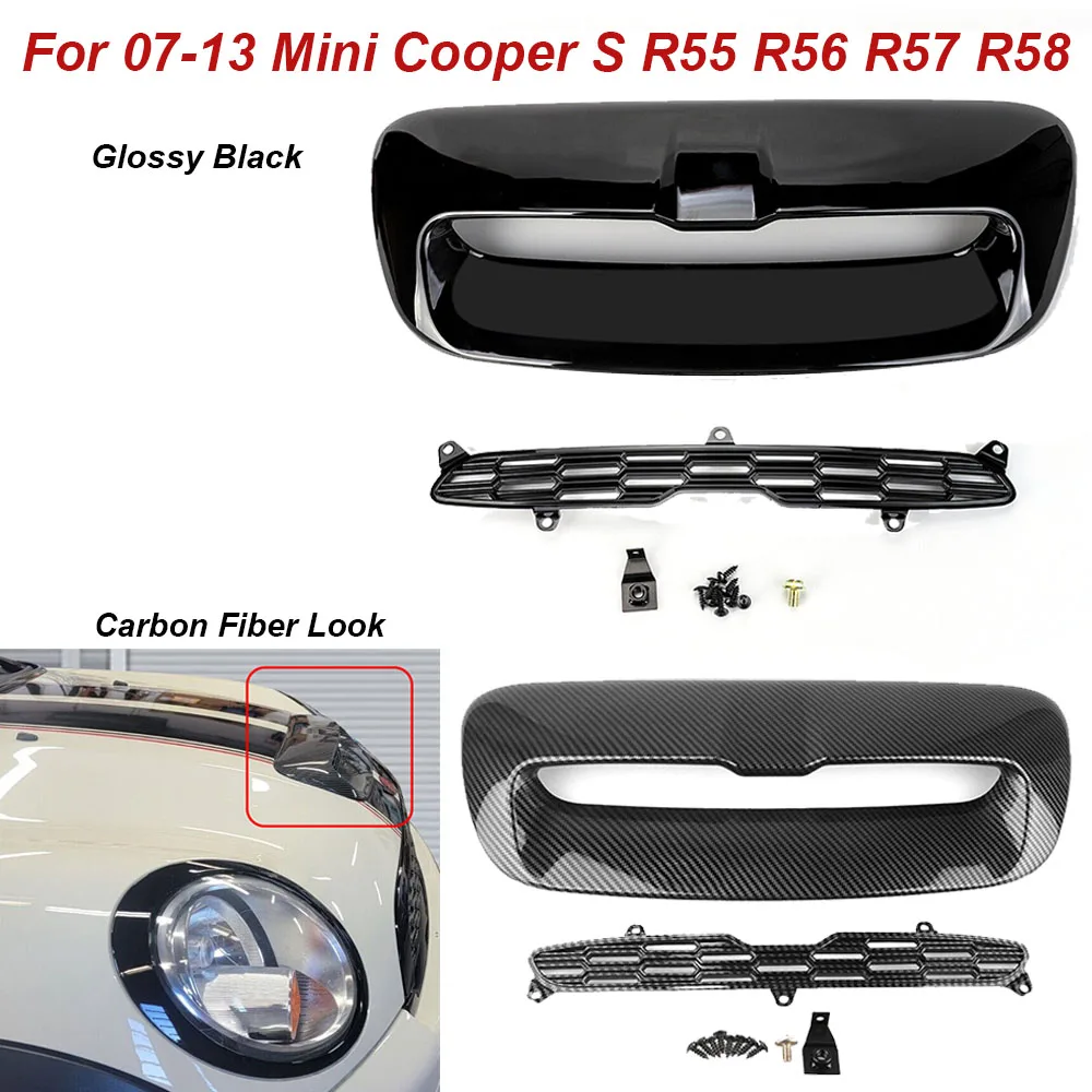 

Для 07-13 Mini Cooper S R55 R56 R57 R58 ABS глянцевый черный/углеродное волокно передние Чепчики для двигателя крышка для вентиляционного отверстия