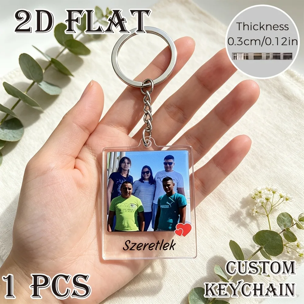 Custom Acrylic Key Pendant, Custom Images, Customizable Name and Song Code, Couple Keychain, Valentine's Day Gift