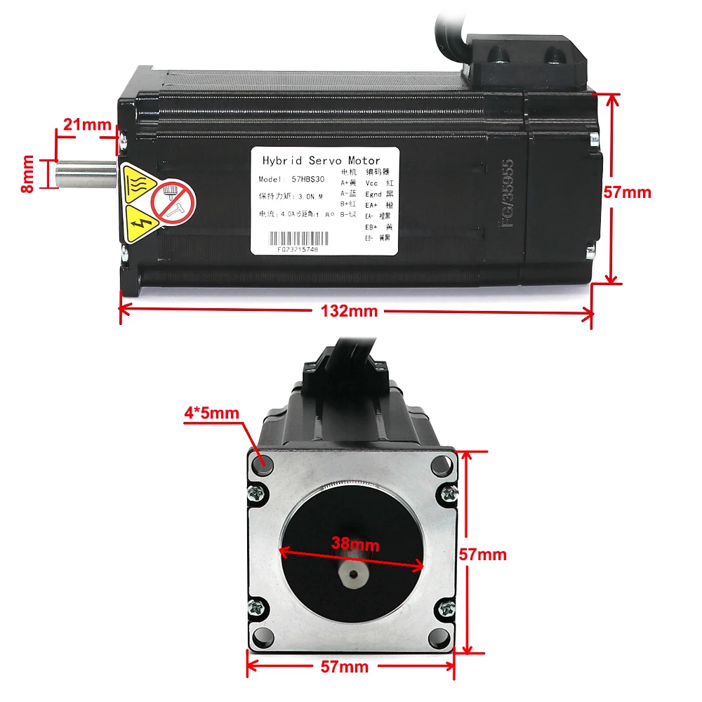 Imagem -05 - Circuito Fechado Kit de Passo Hbs57 Driver Mais 57hbs36 Motor 1.5 5m Mais Encoder Cabos para Campos Cnc Nema23 3.6nm