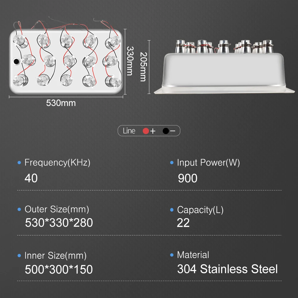 22L Rozsdamentes Acél Bani 304 Materiális 600W/720W/900W piezoelectric Fény- és hangjelző berend. számára homemade Ultrahangi tisztább