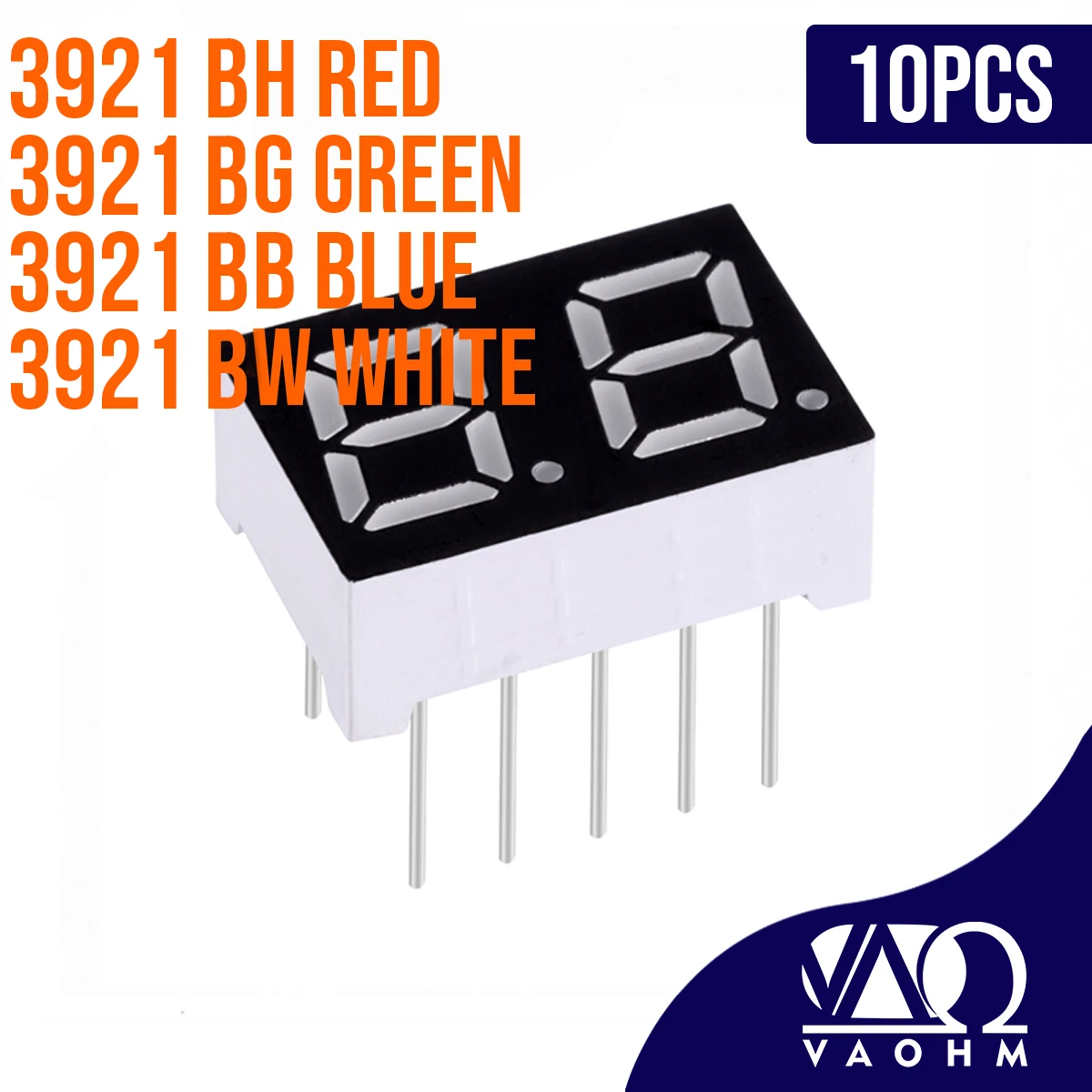 

10PCS 3921BH 3921BB 3921BG 3921BW 0.39 Inch Common Anode Two Digit Seven Segment Led Display Tube 10Pin Red Blue Green White