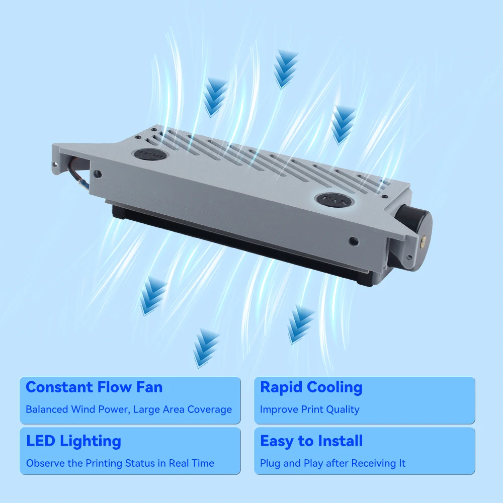 For Bambu A1 X-axis Auxiliary Fan Upgrade High Quality Rapid Cooling Fan with Led Lighting 3D Printer Parts for Bambu A1