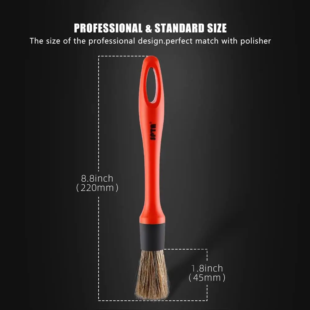 SPTA 9Pcs Car Interior Kit with 5Pcs Mix Hair Detailing Brushes,16 Oz Interior Cleaner,3Pcs 16
