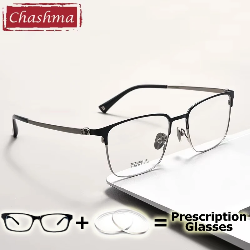 

Очки по рецепту Chashma из чистого титана, мужские офисные рабочие очки для близорукости, оптические кристаллы, прогрессивные линзы с рецептами, очки