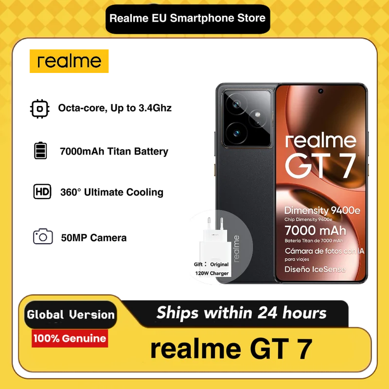 Realme GT 7 5G — batteria 7000mAh per due giorni senza carica