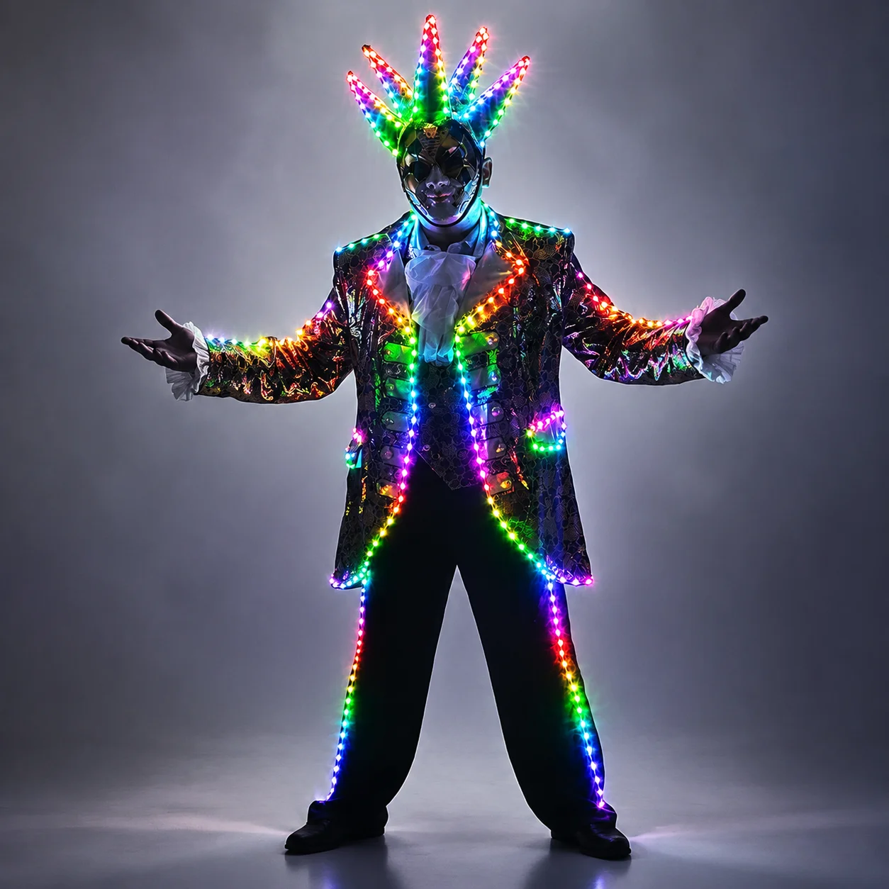 Full Color LED Jacket for Tron Suit LED Court Suit with Mask - Glow-in-the-Dark Costume for Parties And Events