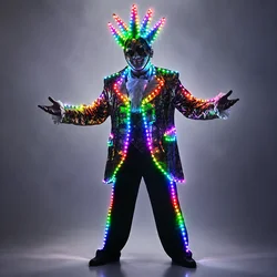 Full Color LED Jacket for Tron Suit LED Court Suit with Mask - Glow-in-the-Dark Costume for Parties And Events