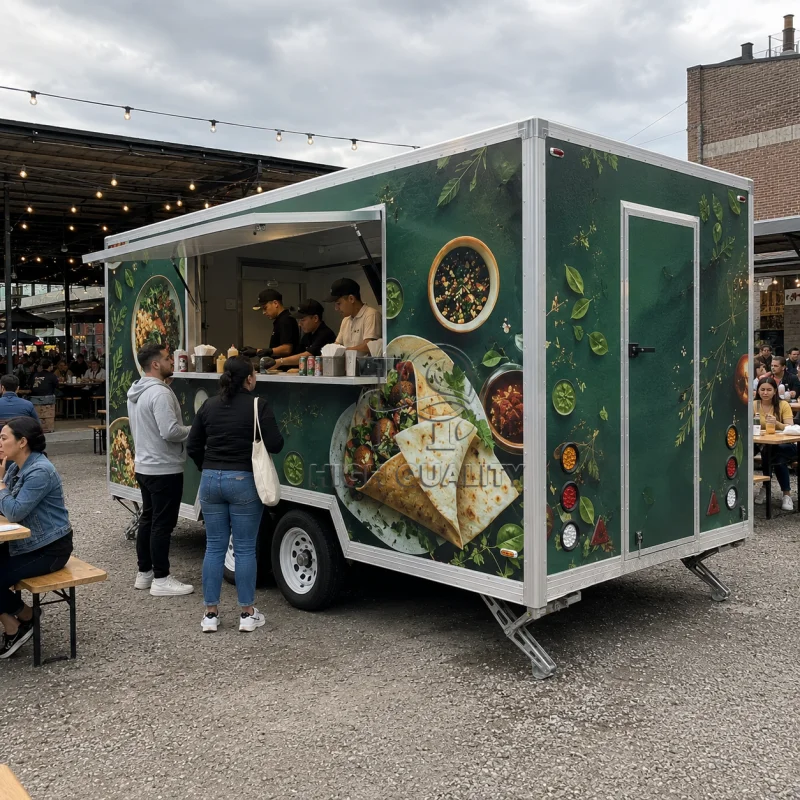 High Capacity Food Truck Fully Equipped Mobile Kitchen Burger Taco Pizza Fries Wings Hot Dog Ice Cream Lemonade