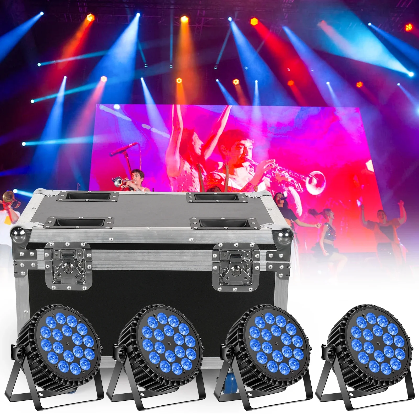 U'King Heavy-duty Gator Fall für (4) 18 LED Par Licht Bühne Licht Airline Fall für DJ Disco Konzert Party (Ohne Par Licht)