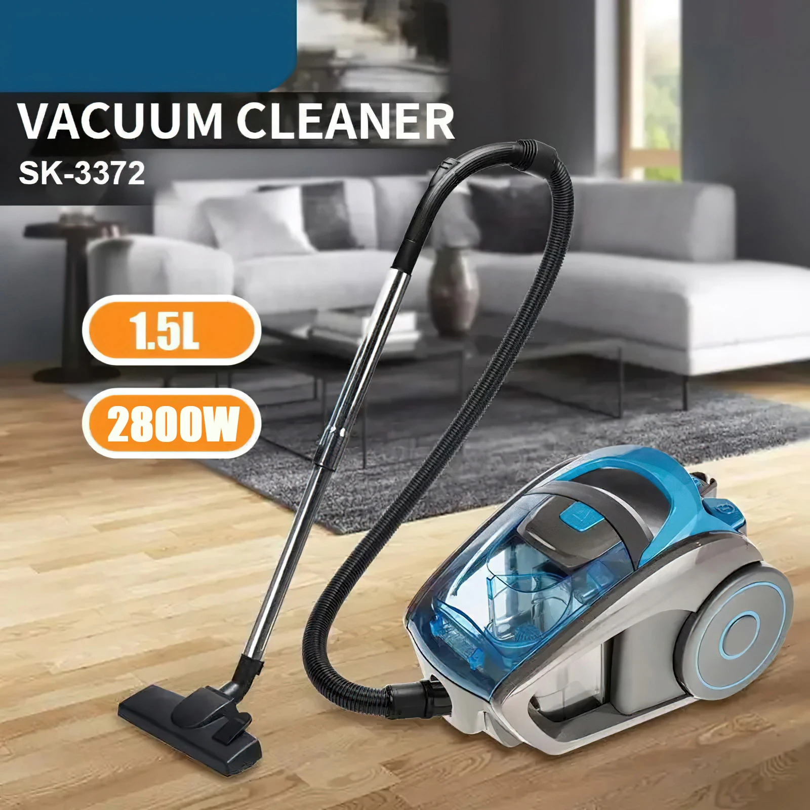 2800W 15000PA Bagless Cylindrical Vacuum Cleaner, Multi-Cyclonic Filtration, Corded Vacuum for Hard Floors, Carpets, Pet Hair