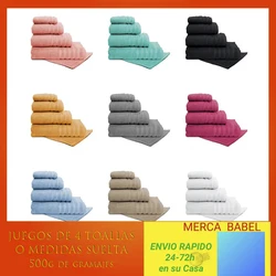 Asciugamani in misure allentate o set di 4 misure, 500g, asciugamano Extra morbido, 100% cotone pettinato di lusso, super assorbente, telo da bagno, lavabo, bidet, doccia, lavandino, bagno, palestra, colori solidi e resistenti