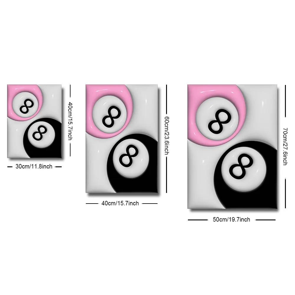 1pc Number 8 Pool Ball Preppy Art Trendy Poster Y2K Retro Aesthetic Canvas Painting Print Funky Wall Picture Gift for Couples