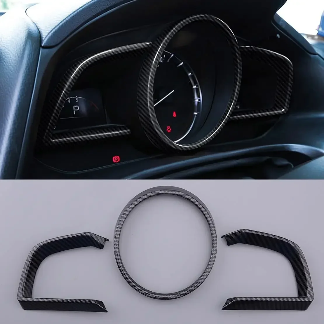 Dla Mazda3 Axela CX-4 Mazda 2 Demio BM BN 2014~2024 2017 2020 Samochodowa deska rozdzielcza z włókna węglowego Wnętrze ramy instrumentu Wykończenie — zdjęcie 2