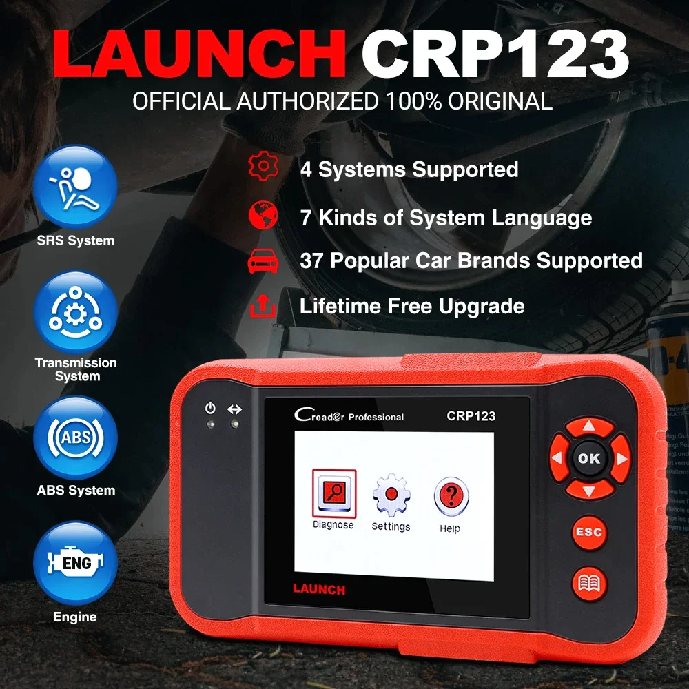 LAUNCH Original CRP123 Update Online LAUNCH-X431 Creader CRP 123 ABS, SRS, Transmission and Engine Code Scanner