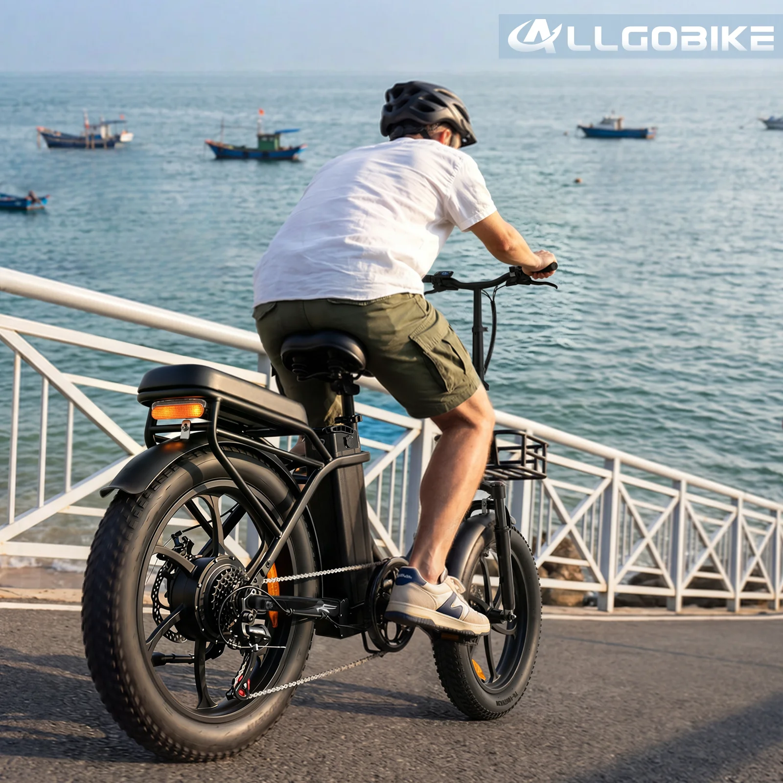 ALLGOBIKE AC20 Bicicletta Elettrica Pieghevole con Pneumatici Larghi da 20" Motore da 250W Batteria Rimovibile da 48V 20Ah Freni a Disco Idraulici a 7 Velocità Autonomia Fino a 120km E-Bike per