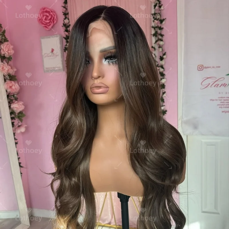 13x4 초콜릿 브라운 레이스 프론트 인모 가발 바디 웨이브 인모 가발 다크 브라운 13x6 레이스 프론탈 가발 여성용