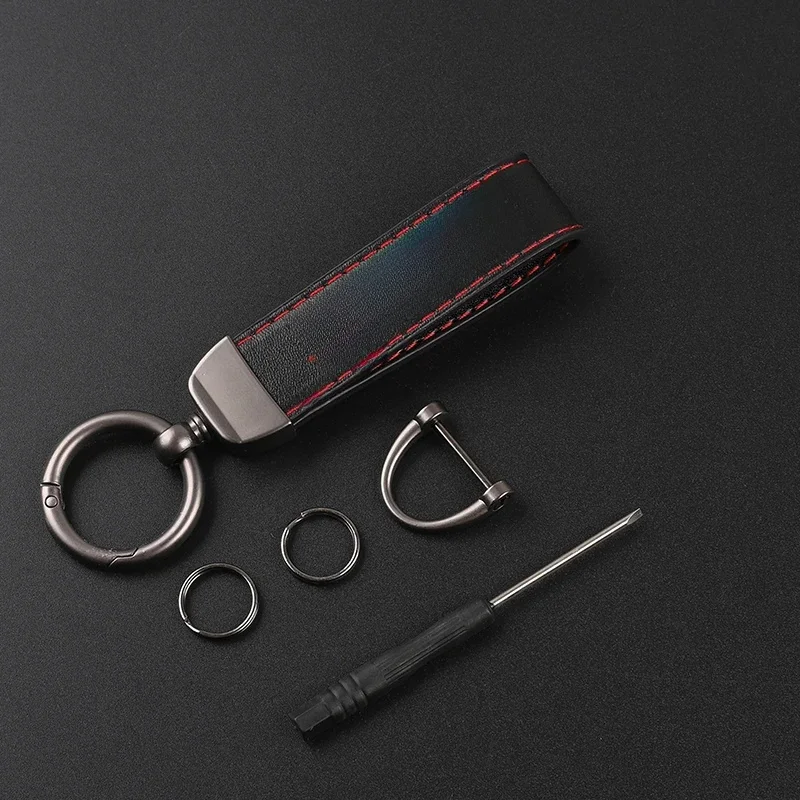 Porte-clés en cuir de fibre de carbone de moto en fer à cheval strucJewelry strucFor Kawasaki ZX6R 636 ZX636 ZX-6R