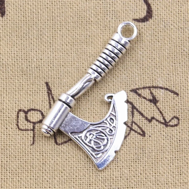 5 Stück Charms Wikinger Axt 43x24mm Antik Bronze Silber Farbe Anhänger DIY Handwerk machen Erkenntnisse handgemachte tibetische Schmuck