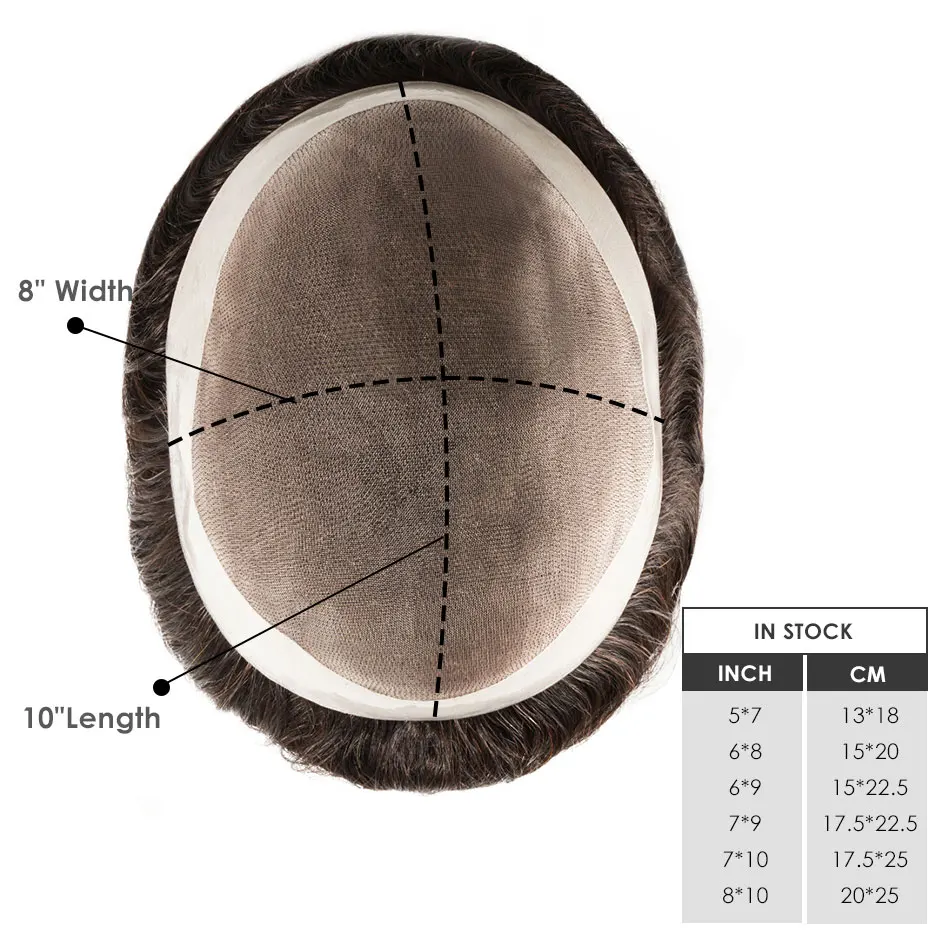 Mono Durable Human Hair Toupee Men Breathable Male Hair Prosthesis Capillary Men 130% Density 6\