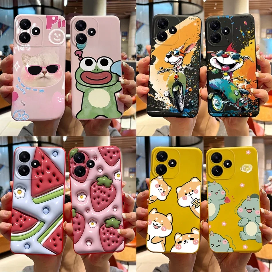 Pour Xiaomi Redmi 12 5G étui Redmi12 5G mignon ours dessin animé grenouille couverture de téléphone souple pour Redmi 12 5G Silicone Fundas 6.79 ''TPU Coque