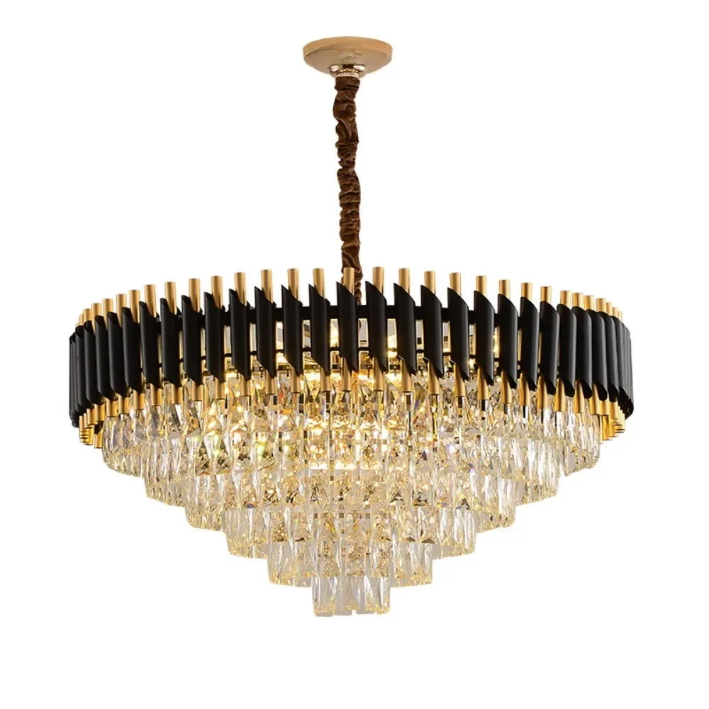 Moderne Luxus k9 Kristall Kronleuchter schwarz Metall Pendel leuchte für Wohnzimmer Schlafzimmer LED