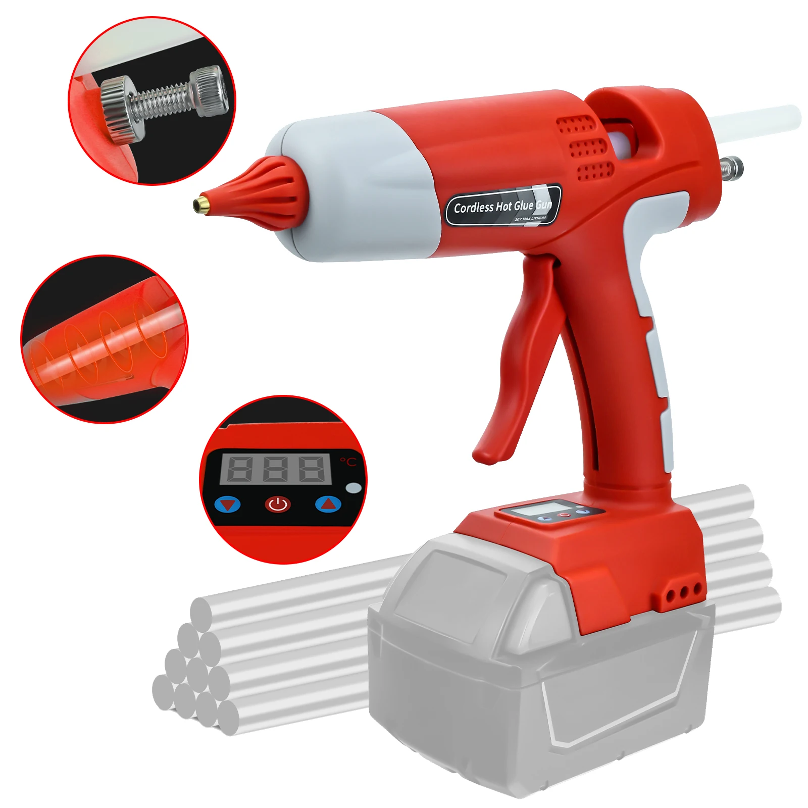 Cordless Hot Melt pistola de cola para Milwaukee, Artes e Ofícios Home Repair, 10 unid, 11mm Sticks, Bateria 18V, 100W