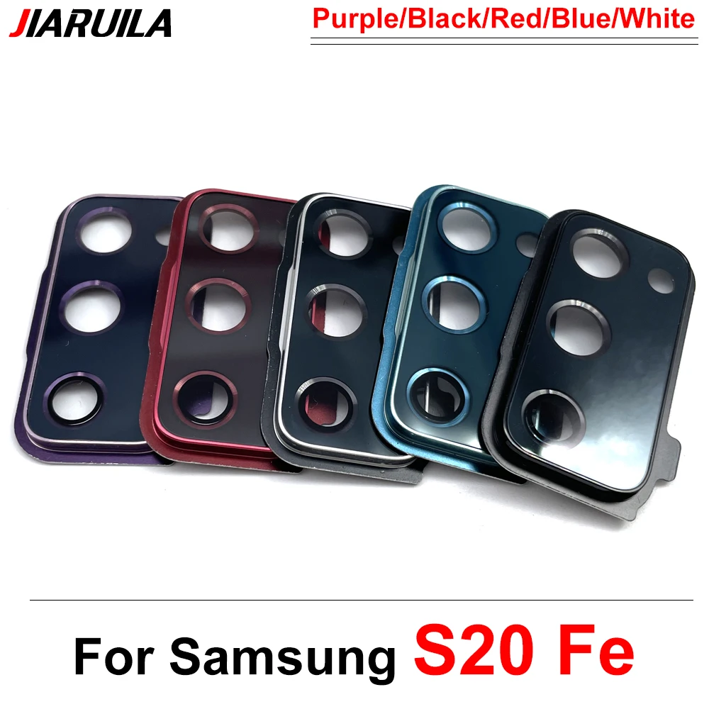 New For Samsung S20 Fe Rear Camera Glass Lens Cover With Frame Holder with Sticker Replacement Spare Parts