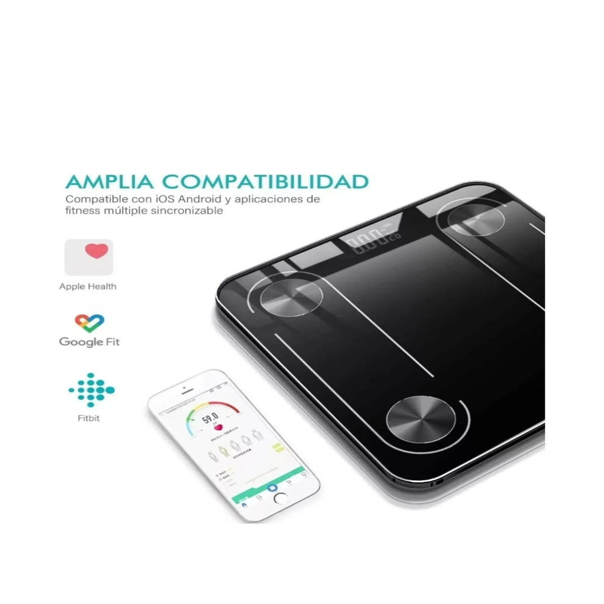 Báscula Inteligente de Baño con USB y Bluetooth