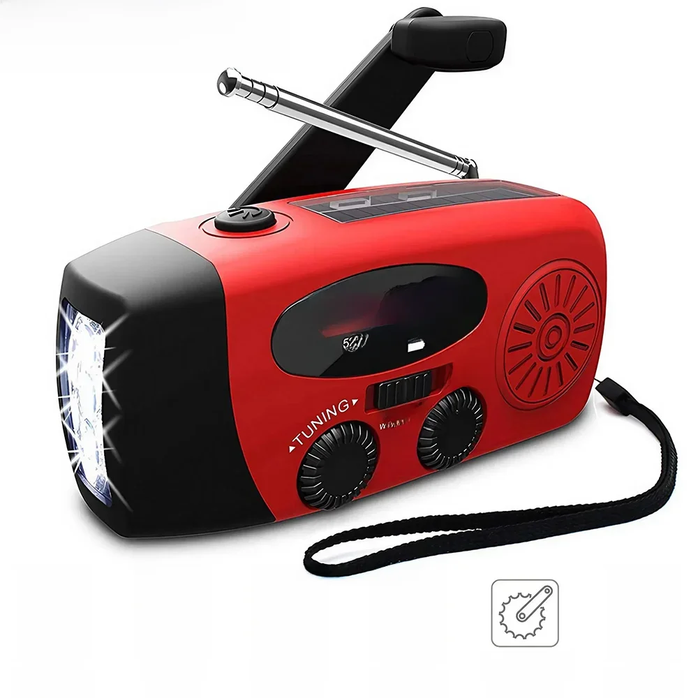 Multifunctionele draagbare radio Handslinger Zonne-energie FM AM WB NOAA Weerradio Nood-LED-zaklamp Zaklamp Power Bank - afbeelding 2