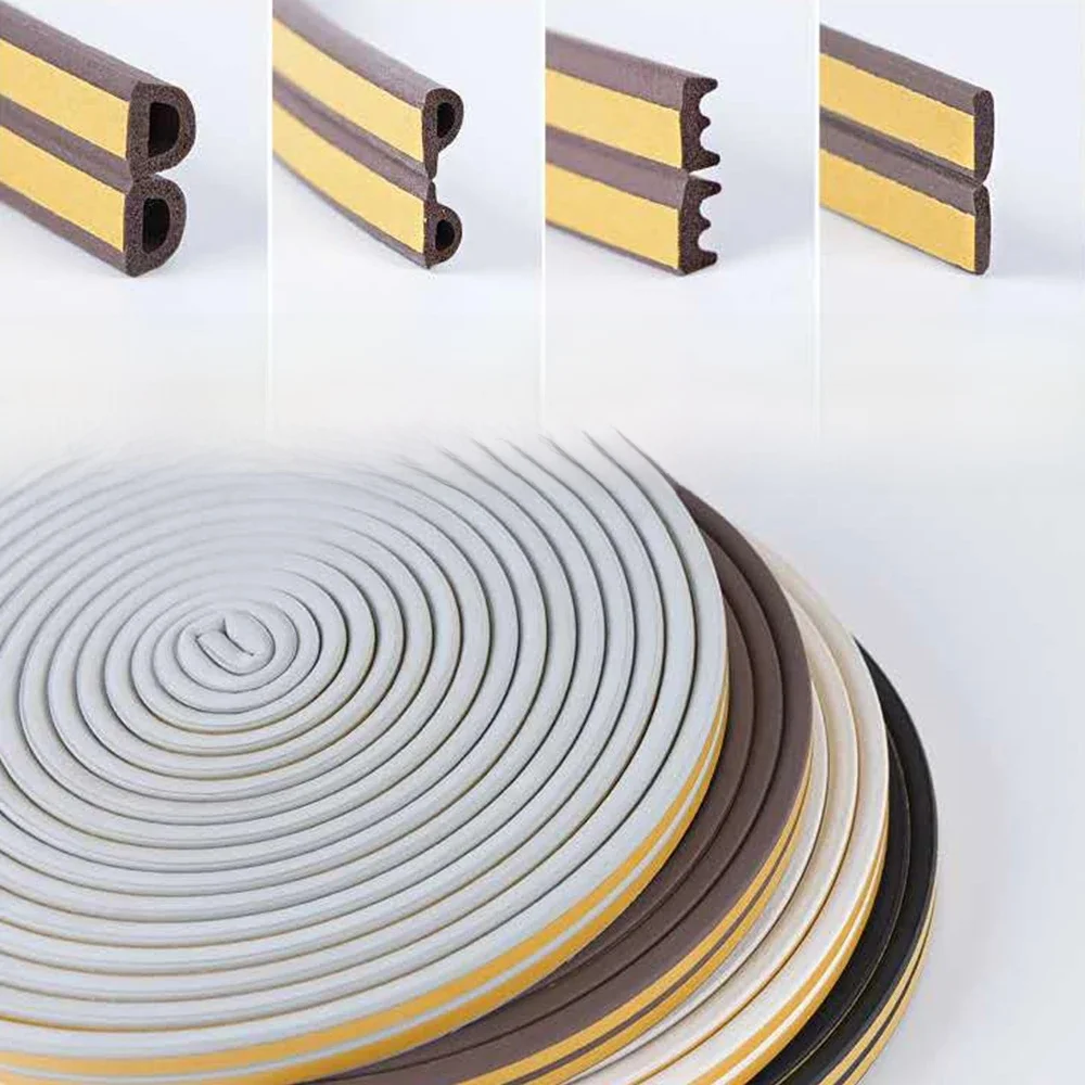5 m/10 m Deur Afdichting Strip Diep zelfklevende Draft Stopper Tape Venster Weerstrippen Isolatie geluid Rubber Afdichting Strip - afbeelding 2