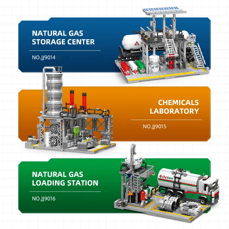 Chemical Plant Street View Building Blocks Natural Gas Storage Center Laboratory Transport Station 3 In 1 Model Bricks Kid Gifts