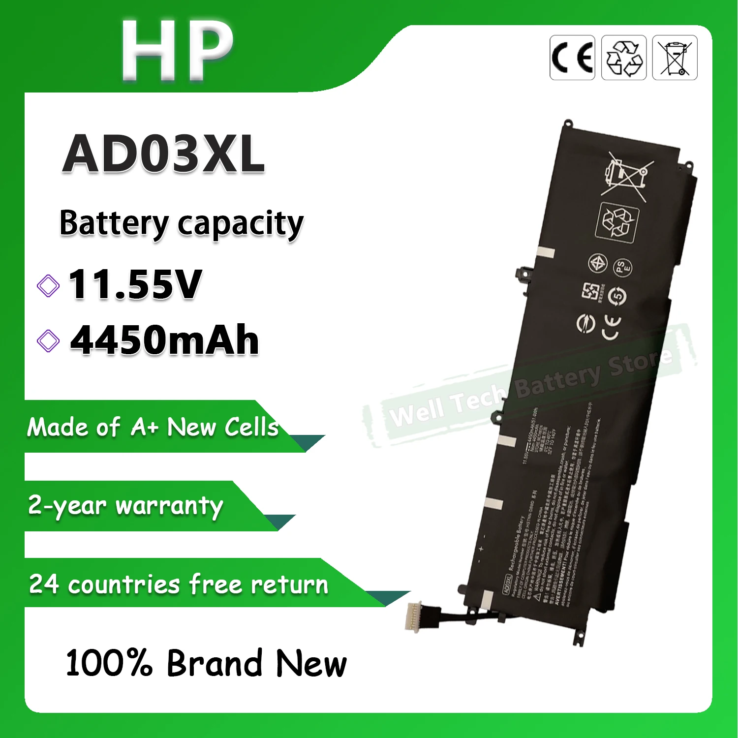 11,55 V 4450mAh AD03XL batería del ordenador portátil para HP ENVY 13-AD 13-AD100 13-AD000 13-AD104TX 13-AD105TX 13-AD106TX 13-AD017TX 13-AD109TX